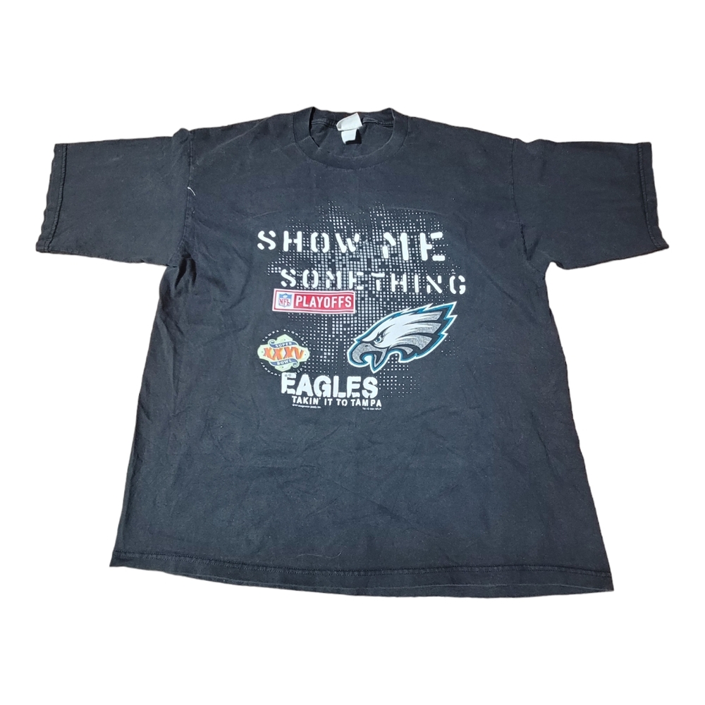 Vintage Lee Sport‎ Philadelphia Eagles Superbowl XXV T-Shirt Size XXL Black B28